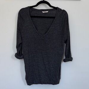 TNA Dark Gray Long Sleeve V-Neck Top